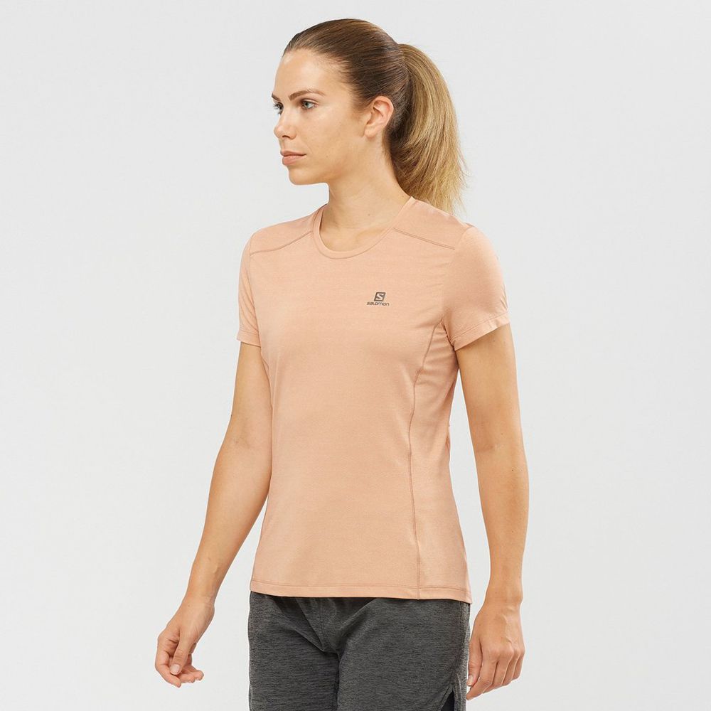 Salomon Singapore Womens T-shirts - XA Beige | 09871-TMRS